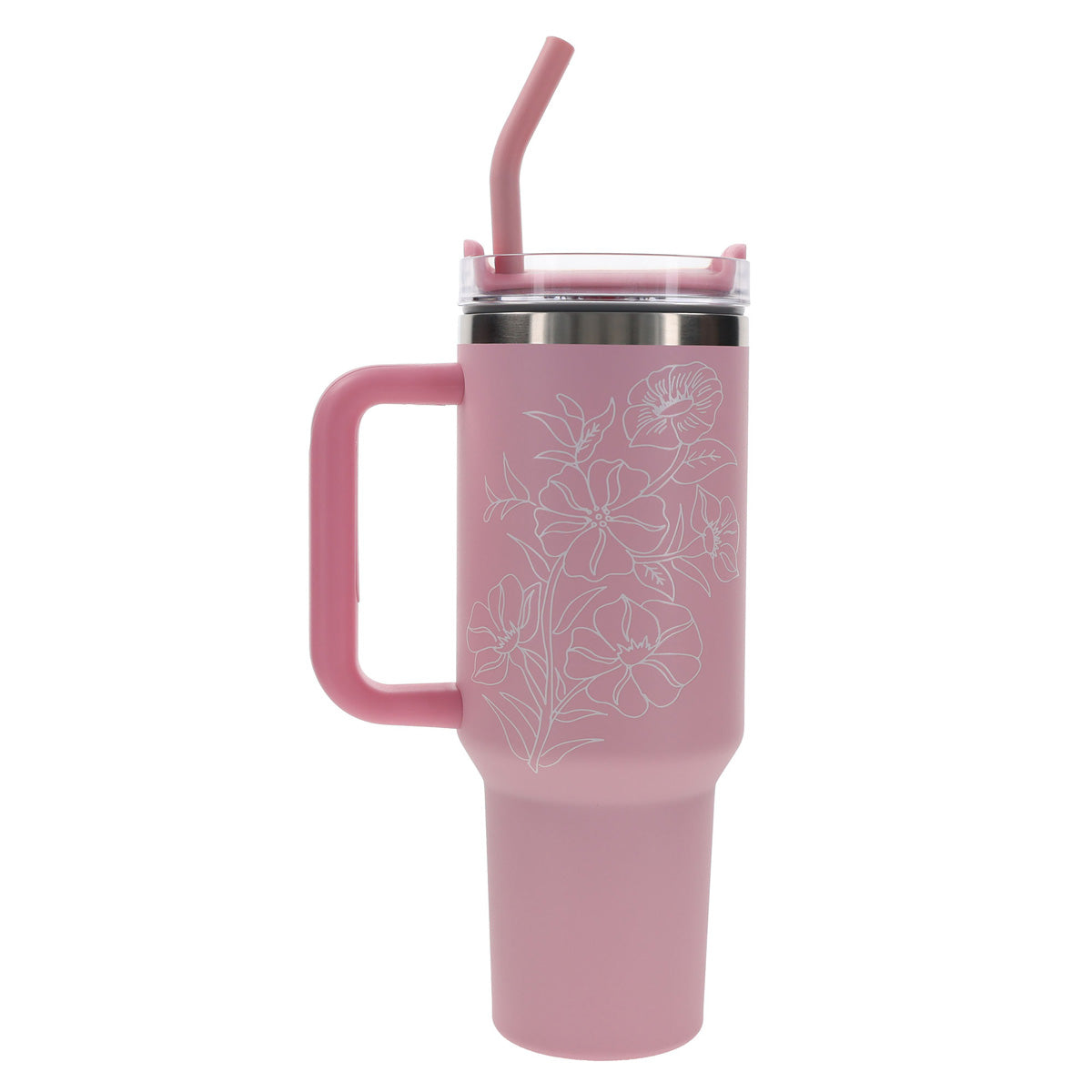 Travel Mug - All Things Are Possible (Stainless Steel, Pink, Large, Handle & Straw)