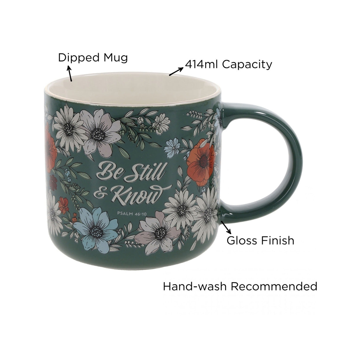 Be Still and Know Teal Ceramic Mug
