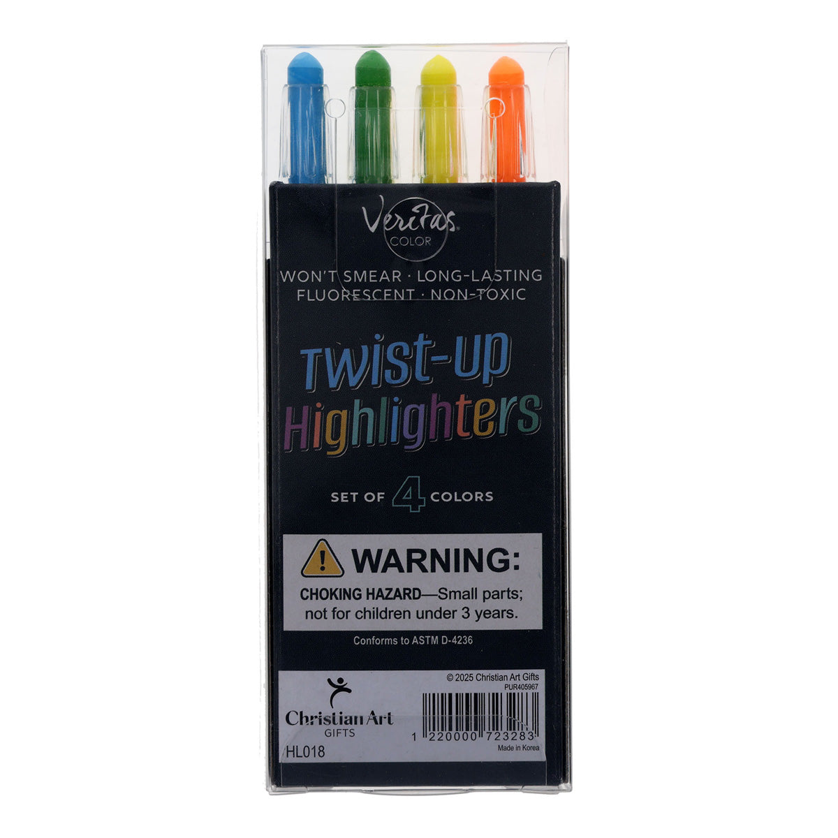 Veritas Crayon-Type Twist-Up Four-Piece Highlighter Set