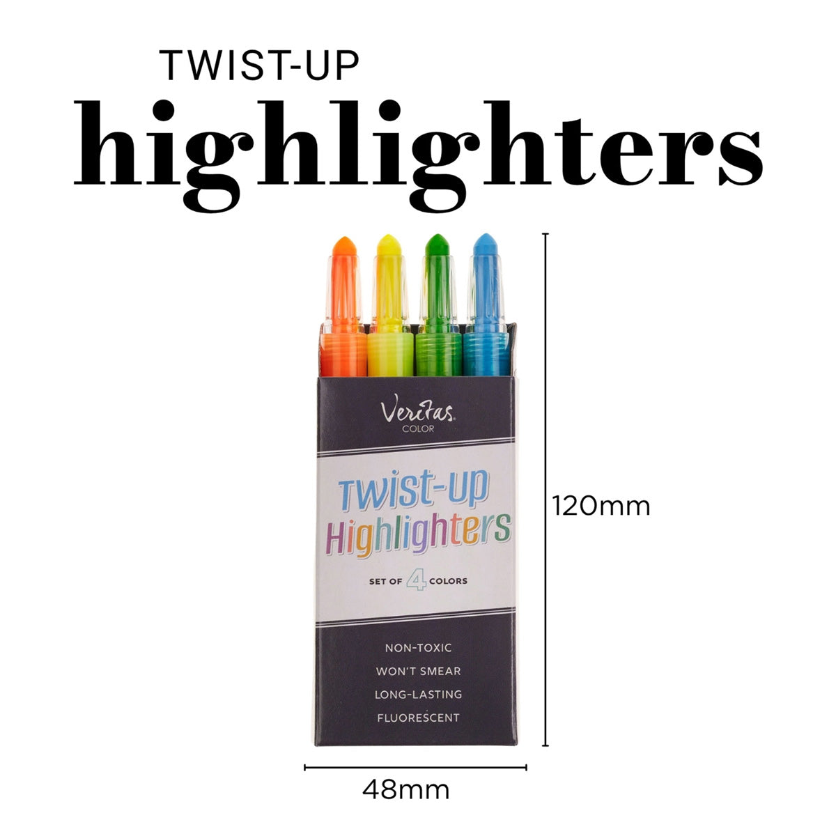Veritas Crayon-Type Twist-Up Four-Piece Highlighter Set