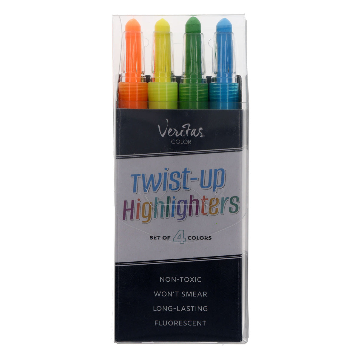 Veritas Crayon-Type Twist-Up Four-Piece Highlighter Set