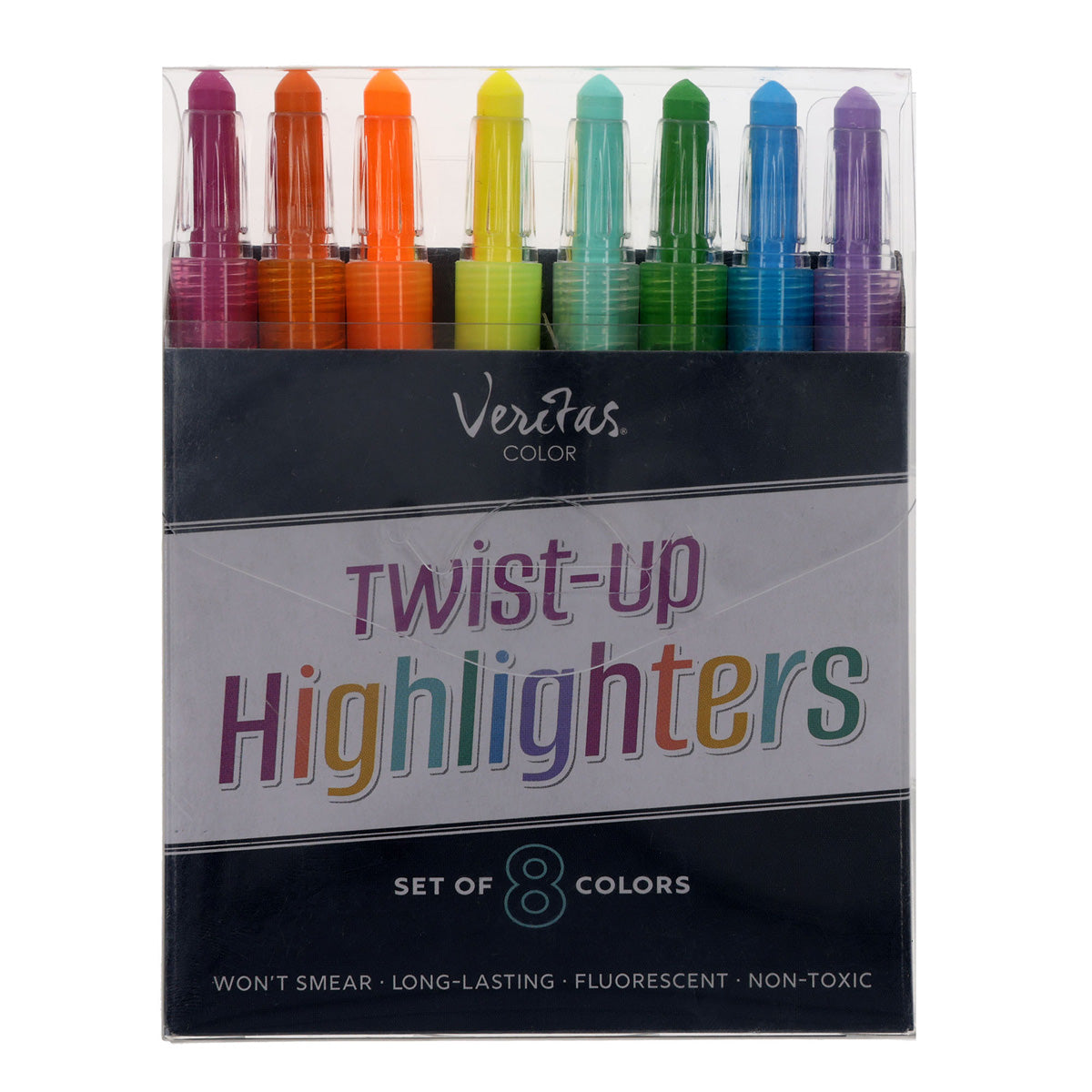 Veritas Crayon-Type Twist-Up Eight-Piece Highlighter Set