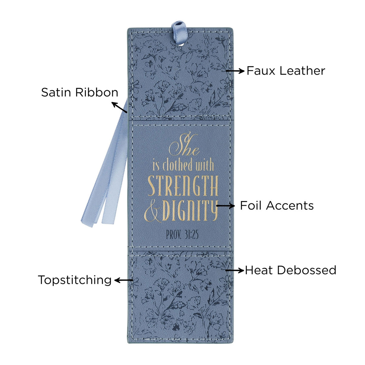 She Is Clothed with Strength and Dignity Faux Leather Bookmark