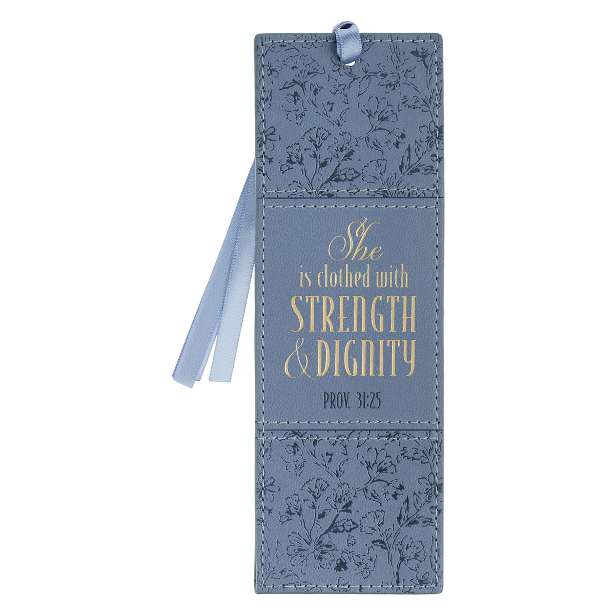 She Is Clothed with Strength and Dignity Faux Leather Bookmark