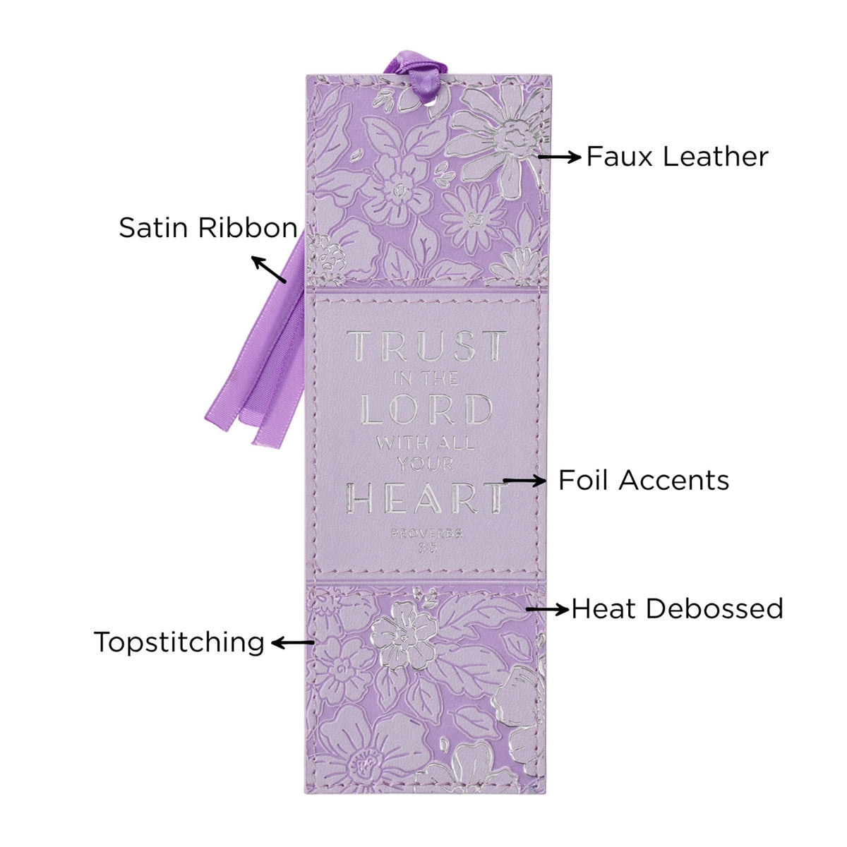 Trust in the Lord with All Your Heart Faux Leather Bookmark