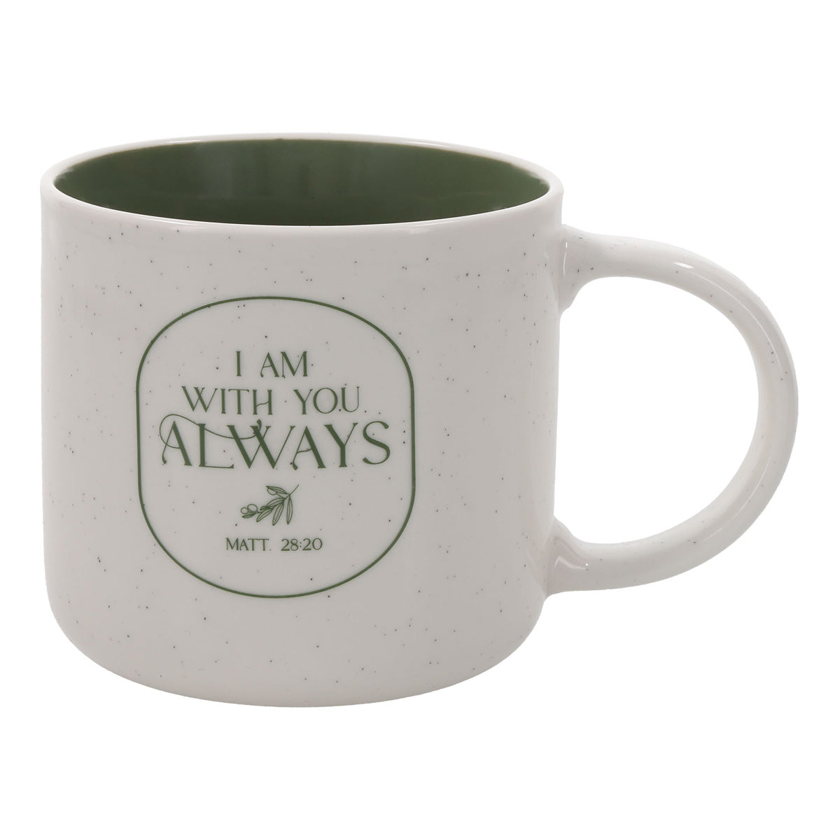 I Am with You Always Ceramic Mug with Green Interior