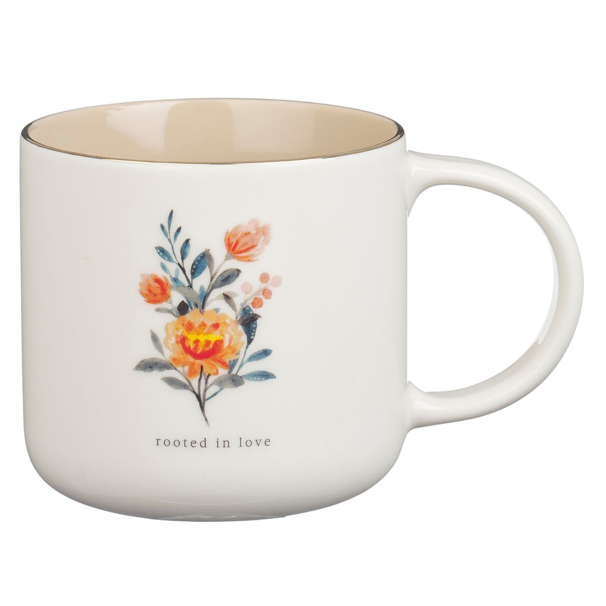 Thinking of You Four-Piece Cream and Taupe Ceramic Mug Set
