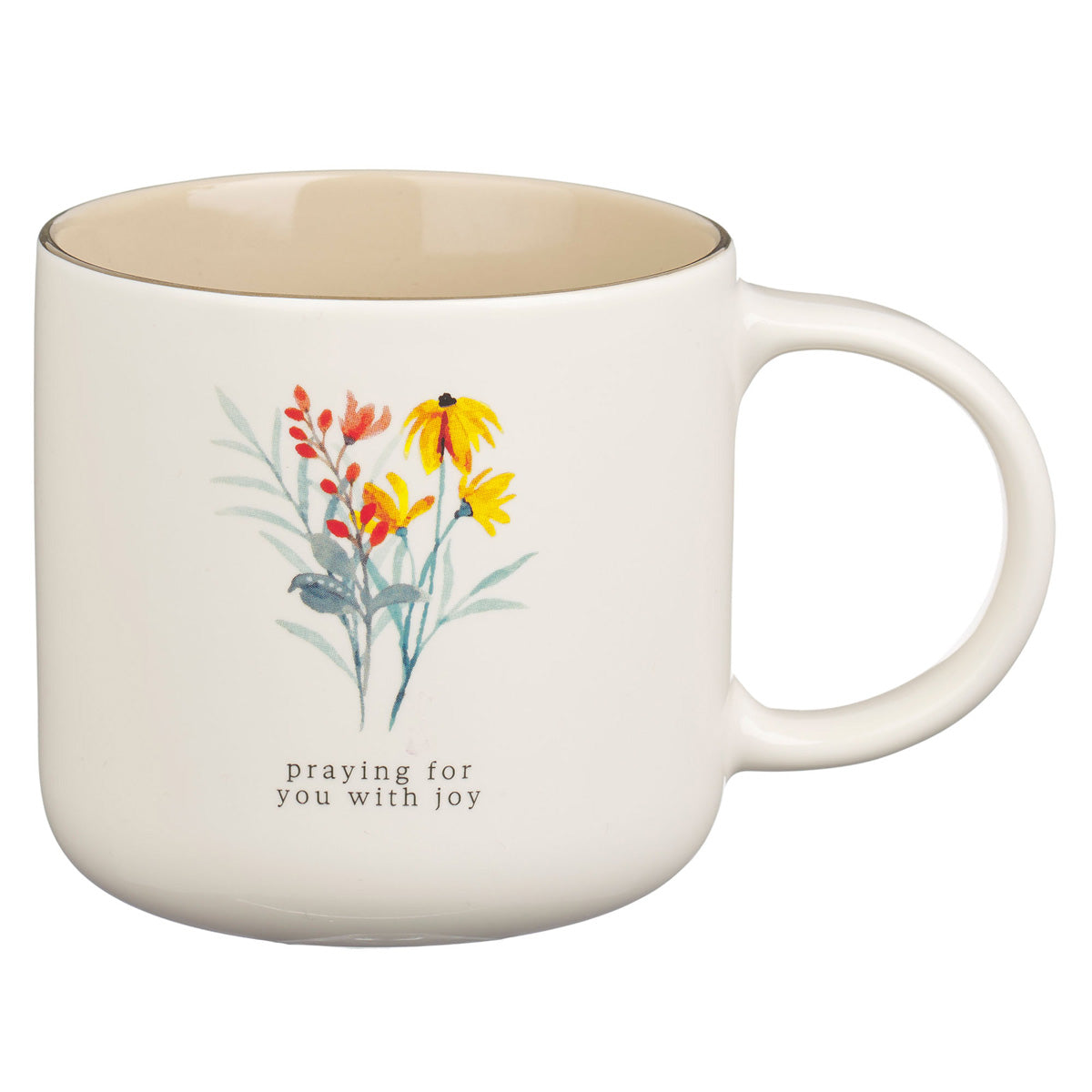 Thinking of You Four-Piece Cream and Taupe Ceramic Mug Set