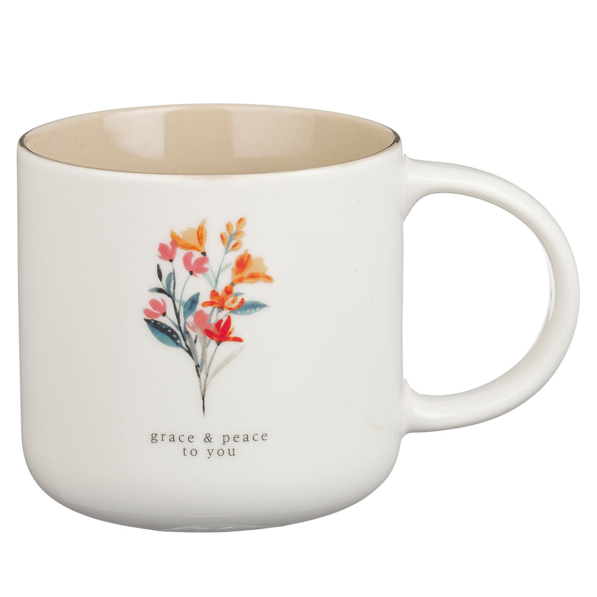 Thinking of You Four-Piece Cream and Taupe Ceramic Mug Set