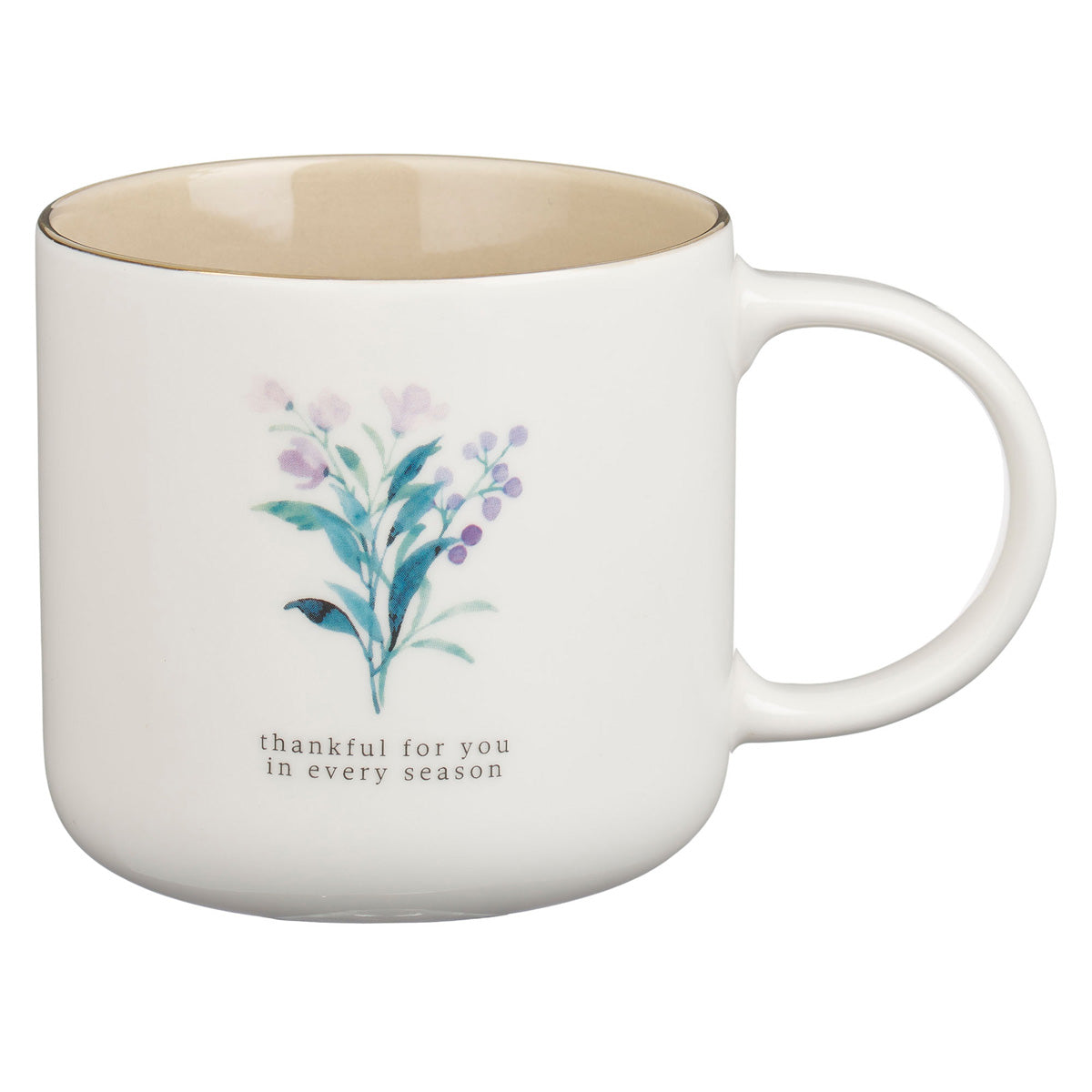 Thinking of You Four-Piece Cream and Taupe Ceramic Mug Set
