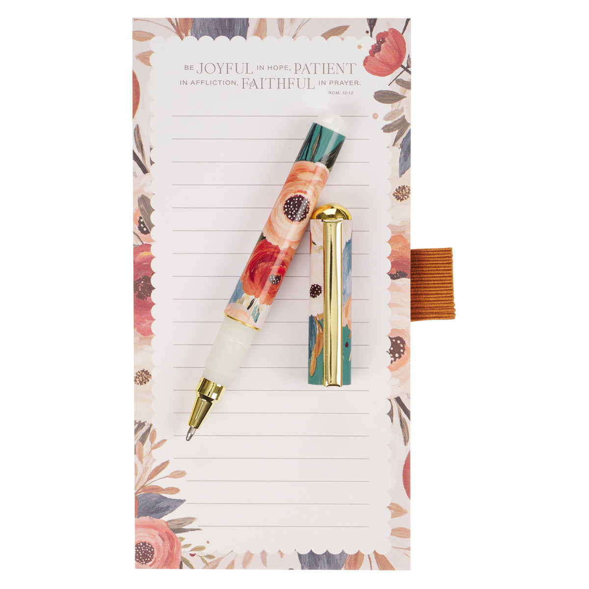 Be Joyful in Hope, Patient in Affliction, Faithful in Prayer Magnetic Notepad with Pen