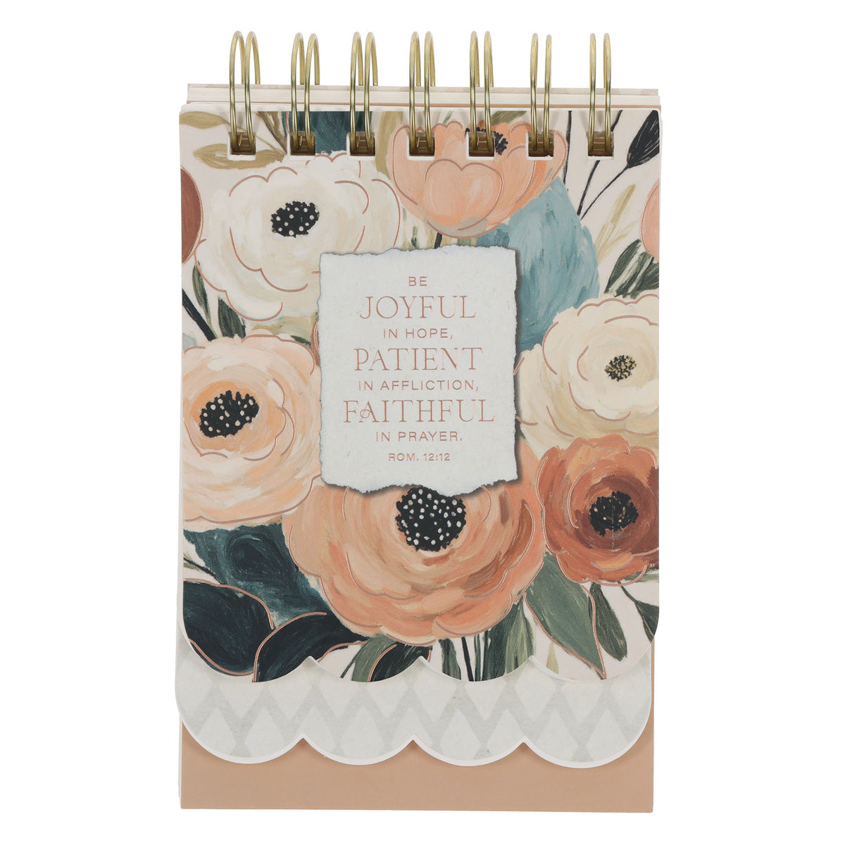 Be Joyful in Hope, Patient in Affliction, Faithful in Prayer Floral Three-Layer Wirebound Notepad