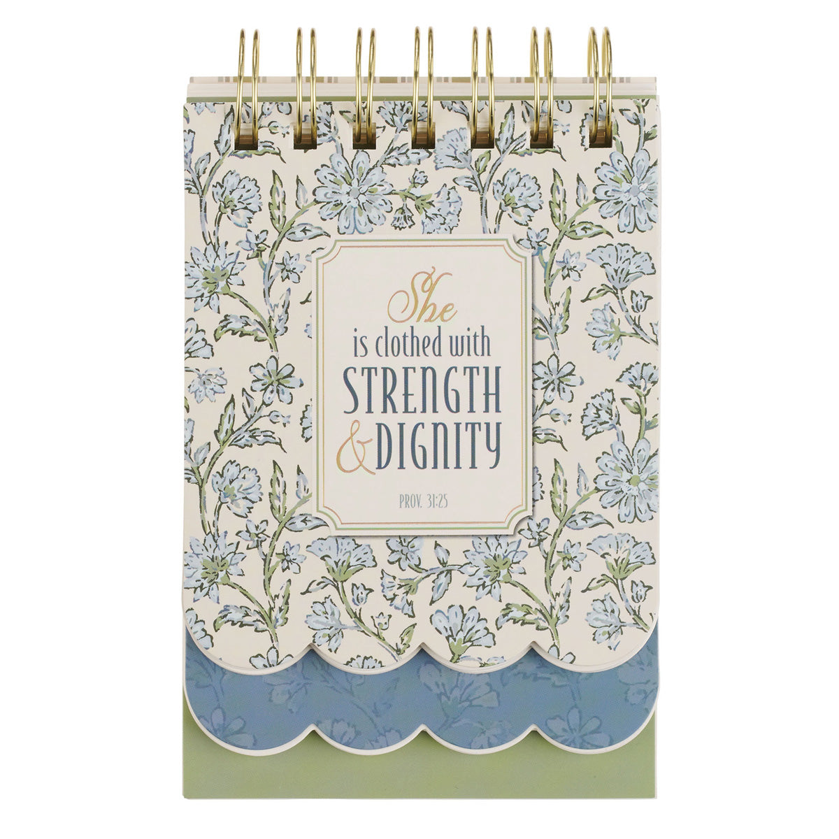 She Is Clothed with Strength and Dignity Blue Floral Three-Layer Wirebound Notepad