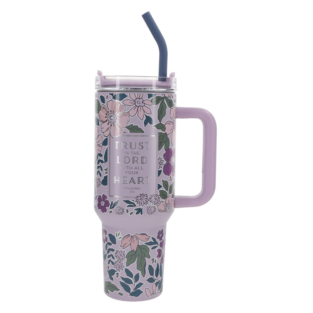 Trust in the Lord with All Your Heart Large Stainless Steel Mug with Handle and Straw