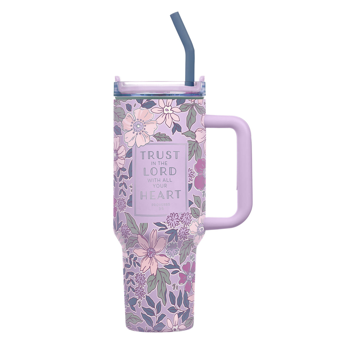 Trust in the Lord with All Your Heart Large Stainless Steel Mug with Handle and Straw