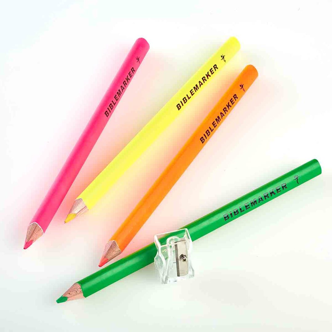 4-Piece Assorted Colors Jumbo Dry Highlighter Bible Markers With Sharpener