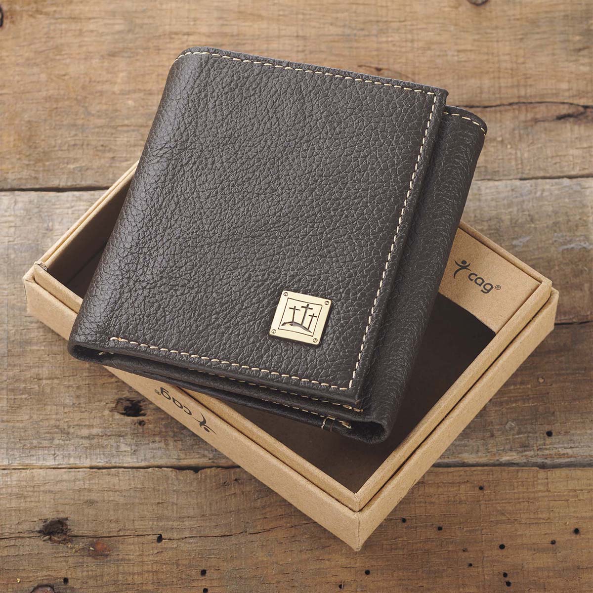 Three Crosses Brown (Genuine Leather Wallet)
