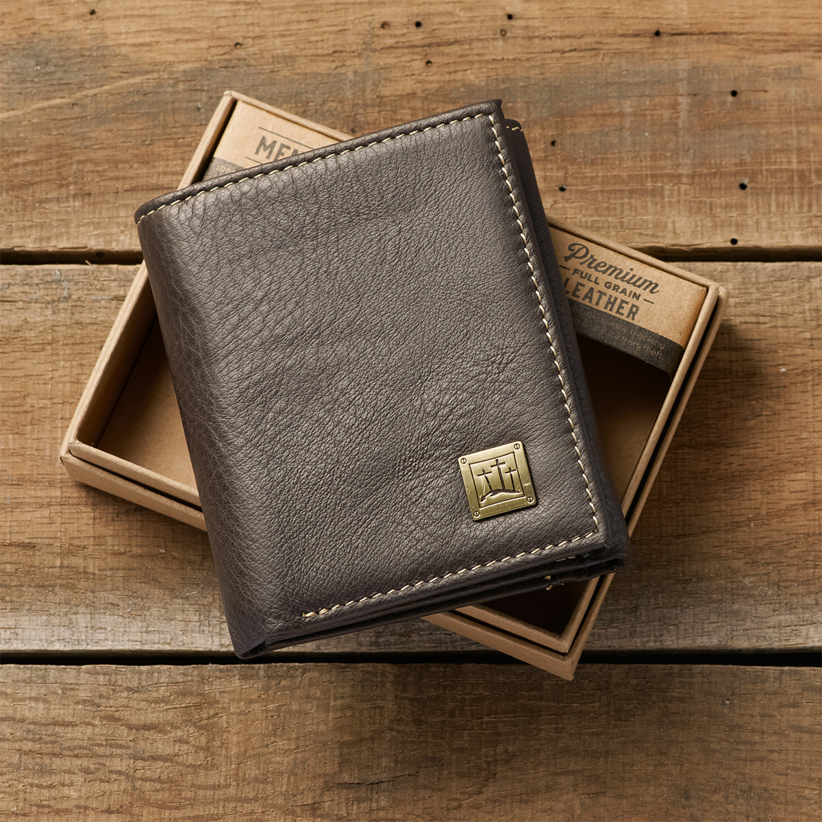 Three Crosses Brown (Genuine Leather Wallet)