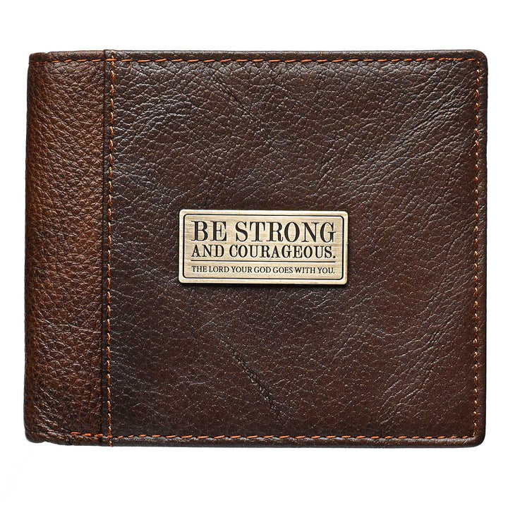 Be Strong And Courageous Brown (Genuine Leather Wallet)