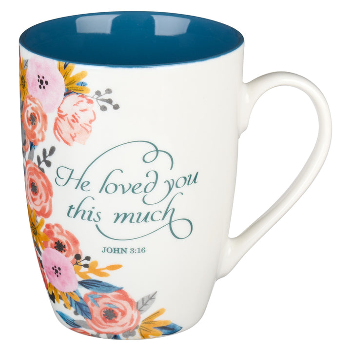 He Loved You This Much Blue Interior Ceramic Mug - John 3:16