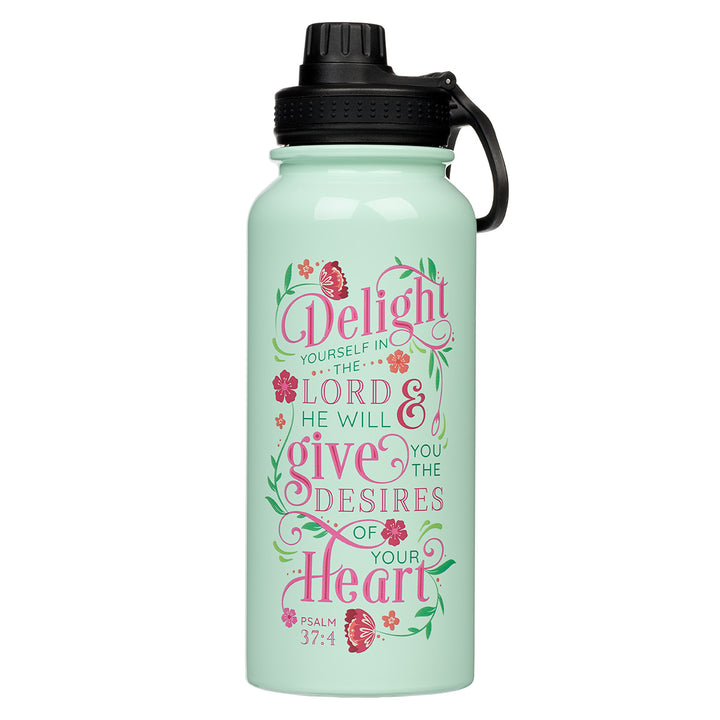 Delight Yourself In The Lord Stainless Steel Water Bottle - Psalm 37:4