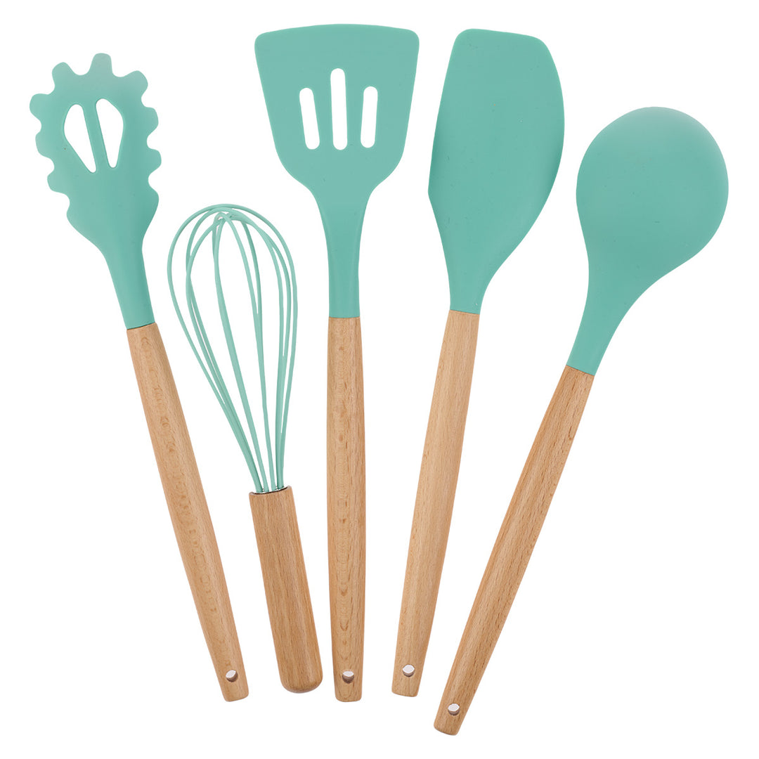 Overflowing Grace Bamboo And Silicone 5-Piece Utensil Set