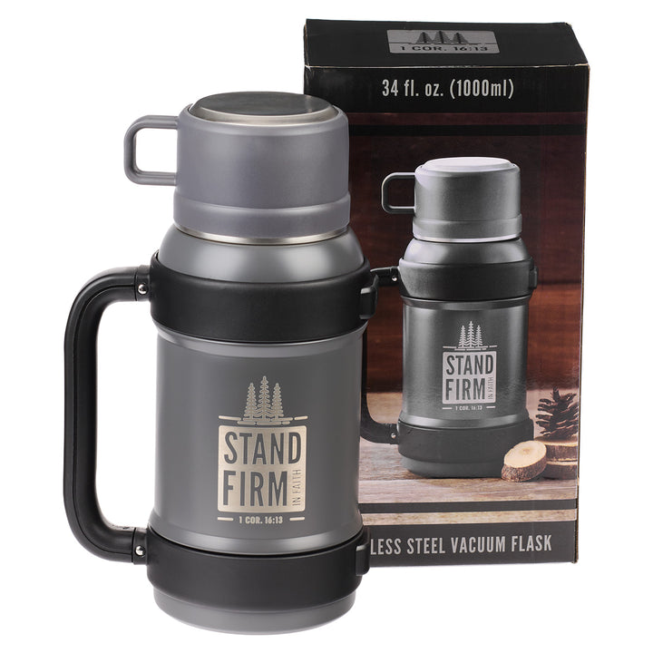 Stand Firm In Faith Grey Vacuum Flask - 1 Corinthians 16:13