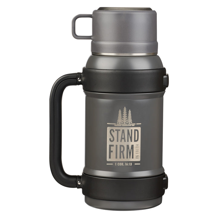 Stand Firm In Faith Grey Vacuum Flask - 1 Corinthians 16:13