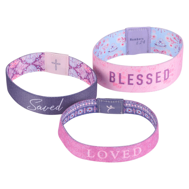 Loved, Saved, Blessed (Pack Of 3)(Elastic Wristbands)