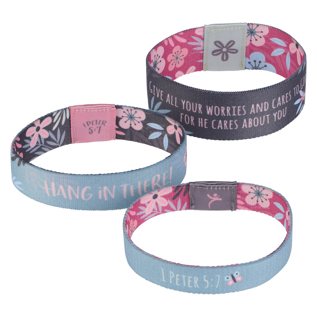 Give All Your Worries And Cares To God (Pack Of 3)(Elastic Wristbands)