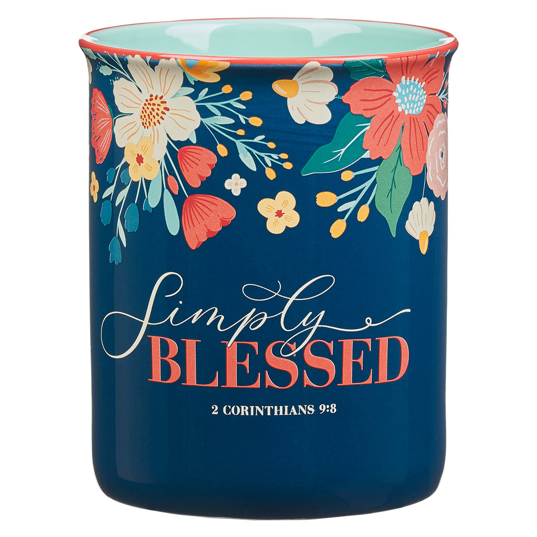 Simply Blessed Ceramic Utensil Holder - 2 Corinthians 9:8