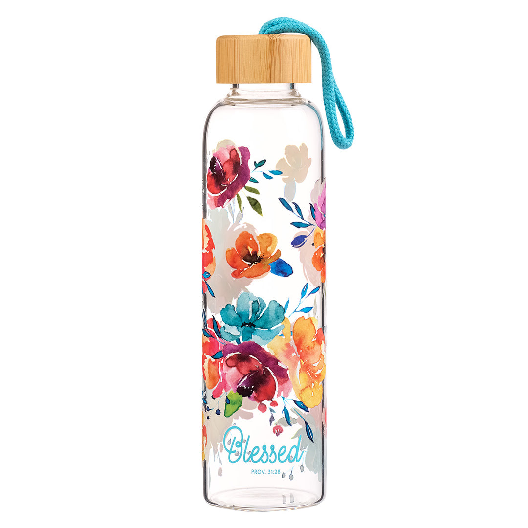 Blessed Glass Water Bottle - Proverbs 31:28