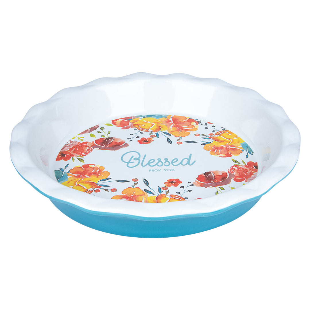 Blessed Ceramic Pie Plate - Proverbs 31:28