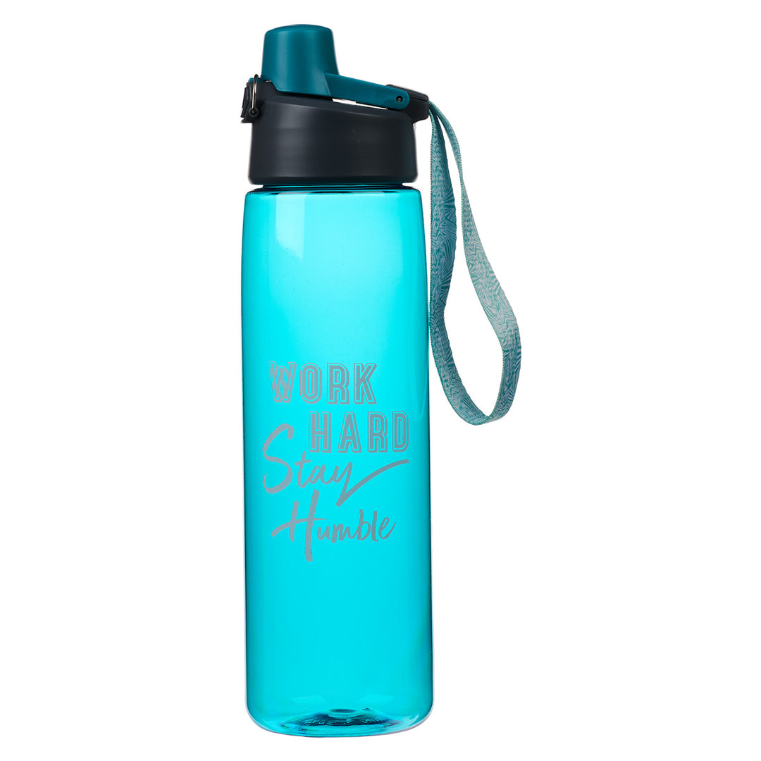 Work Hard, Stay Humble Blue Plastic Water Bottle