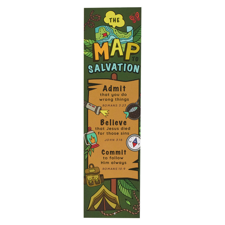 The Map To Salvation Pack Of 10 Sunday School Bookmark - Romans 10:9