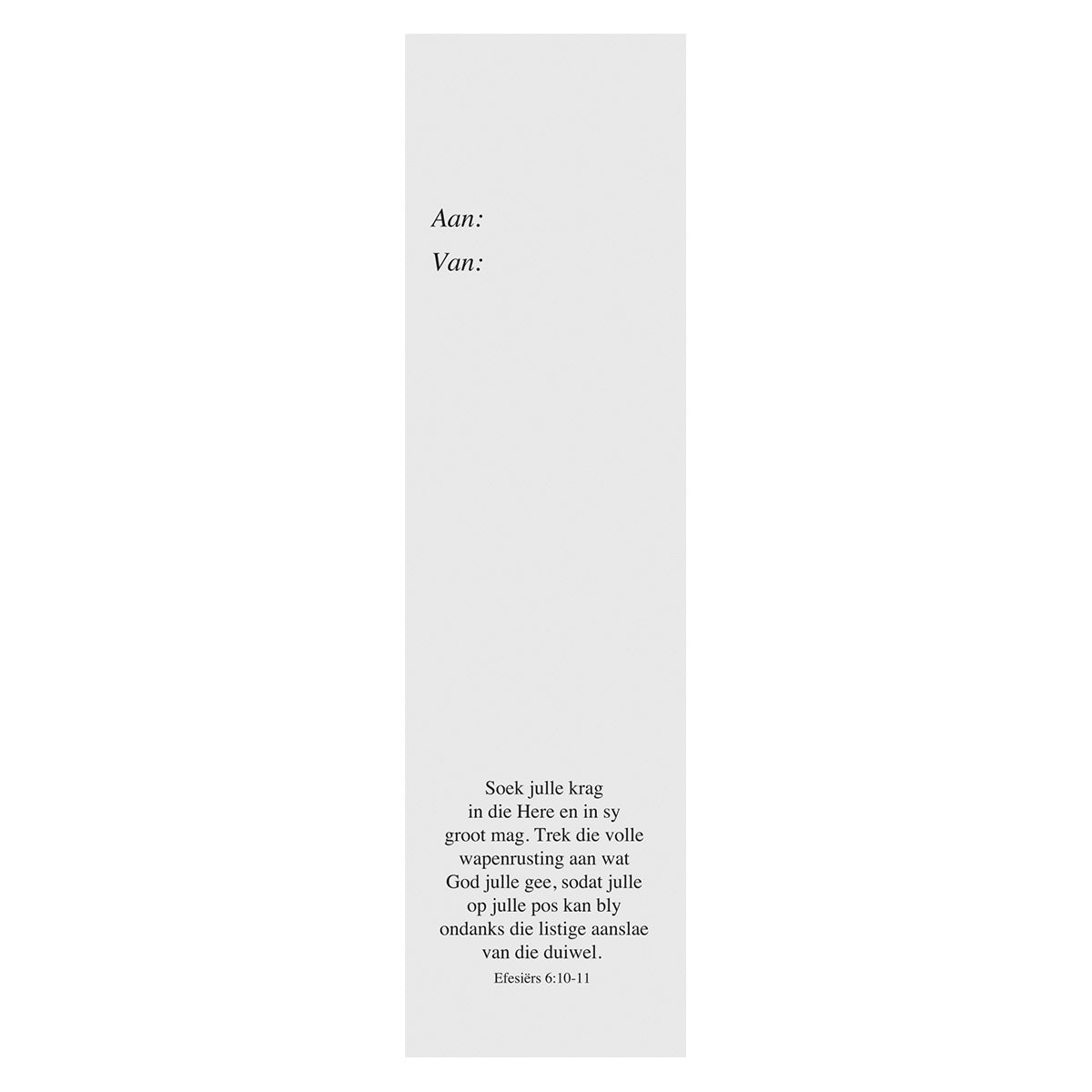 Die Wapenrusting Van God Pack Of 10 Sunday School Bookmark - Ephesians 6:13-16