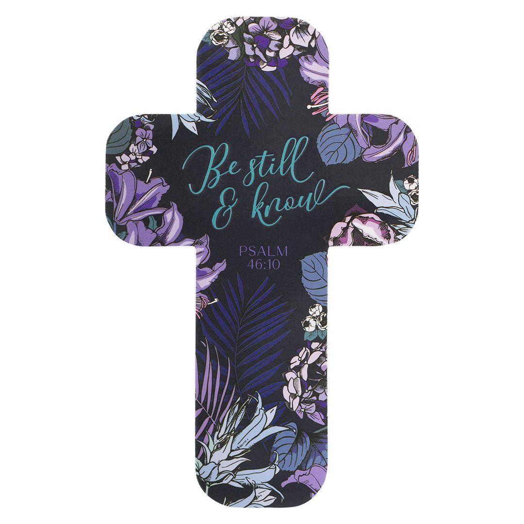 Be Still & Know Blue & Purple Floral Cross Bookmark Set Of 6 - Psalms 46:10