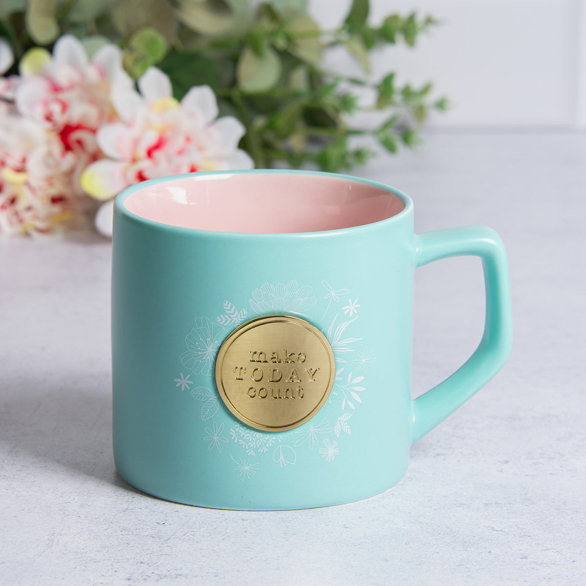 Make Today Count Ceramic Mug With Metal Badge - Psalms 118:24