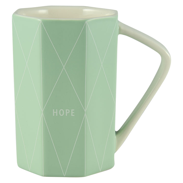 Hope Geometrical Green Ceramic Mug - Romans 15:13