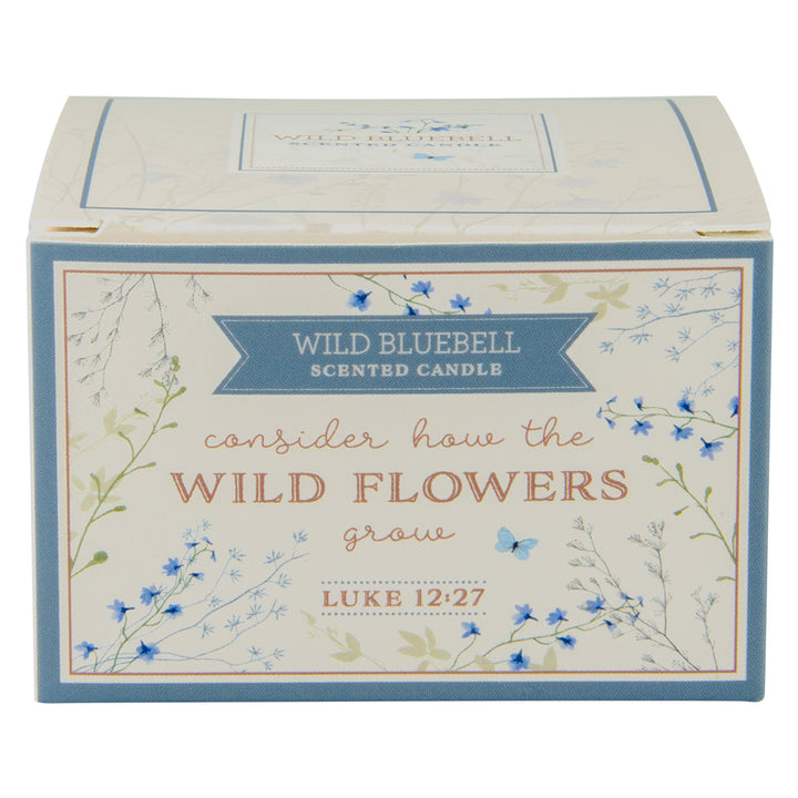 Consider How The Wild Flowers Grow Wild Bluebell Scented Candle In Tin - Luke 12:27