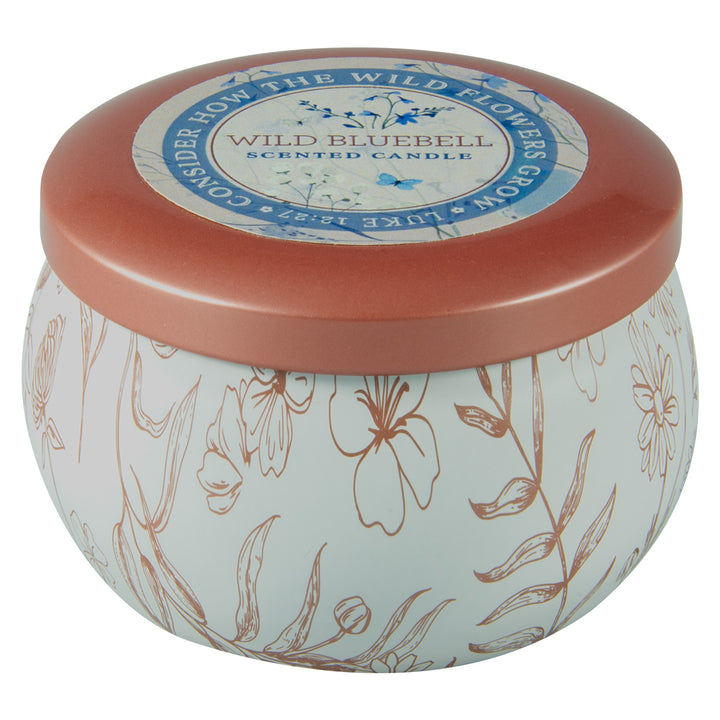 Consider How The Wild Flowers Grow Wild Bluebell Scented Candle In Tin - Luke 12:27