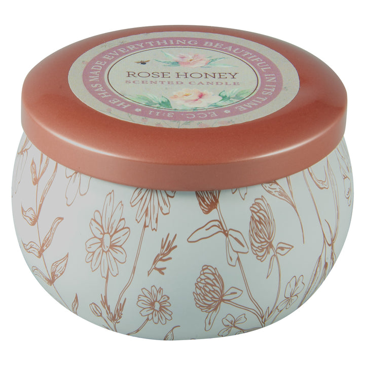 He Has Made Everything Beautiful Rose Honey Scented Candle In Tin - Ecclesiastes 3:11