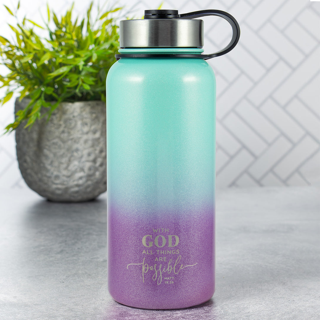 With God All Things Are Possible Stainless Steel Water Bottle - Matthew 19:26