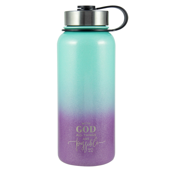With God All Things Are Possible Stainless Steel Water Bottle - Matthew 19:26