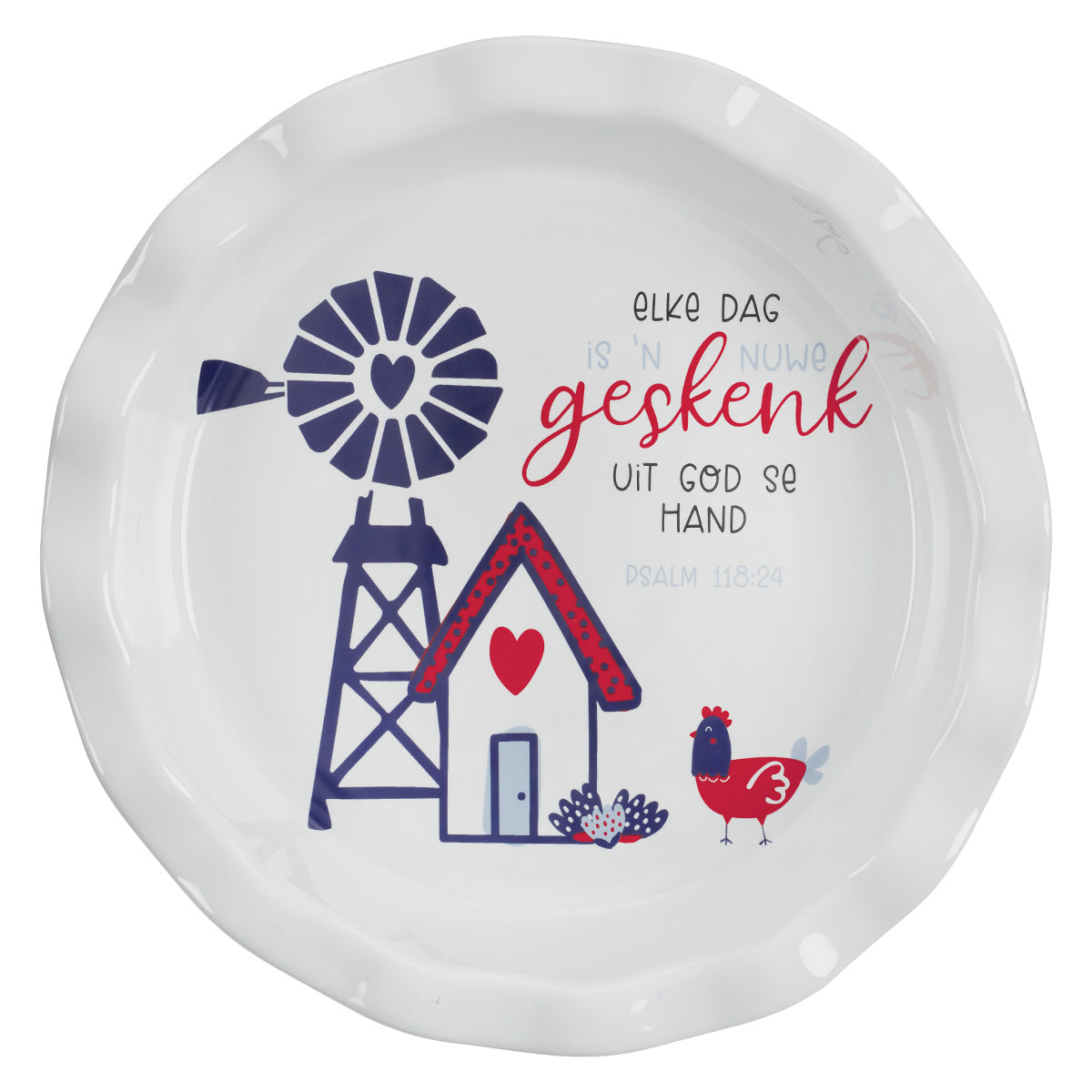 Elke Dag Is 'n Nuwe Geskenk Uit God Se Hand Afrikaans Ceramic Pie Plate - Psalms 118:24