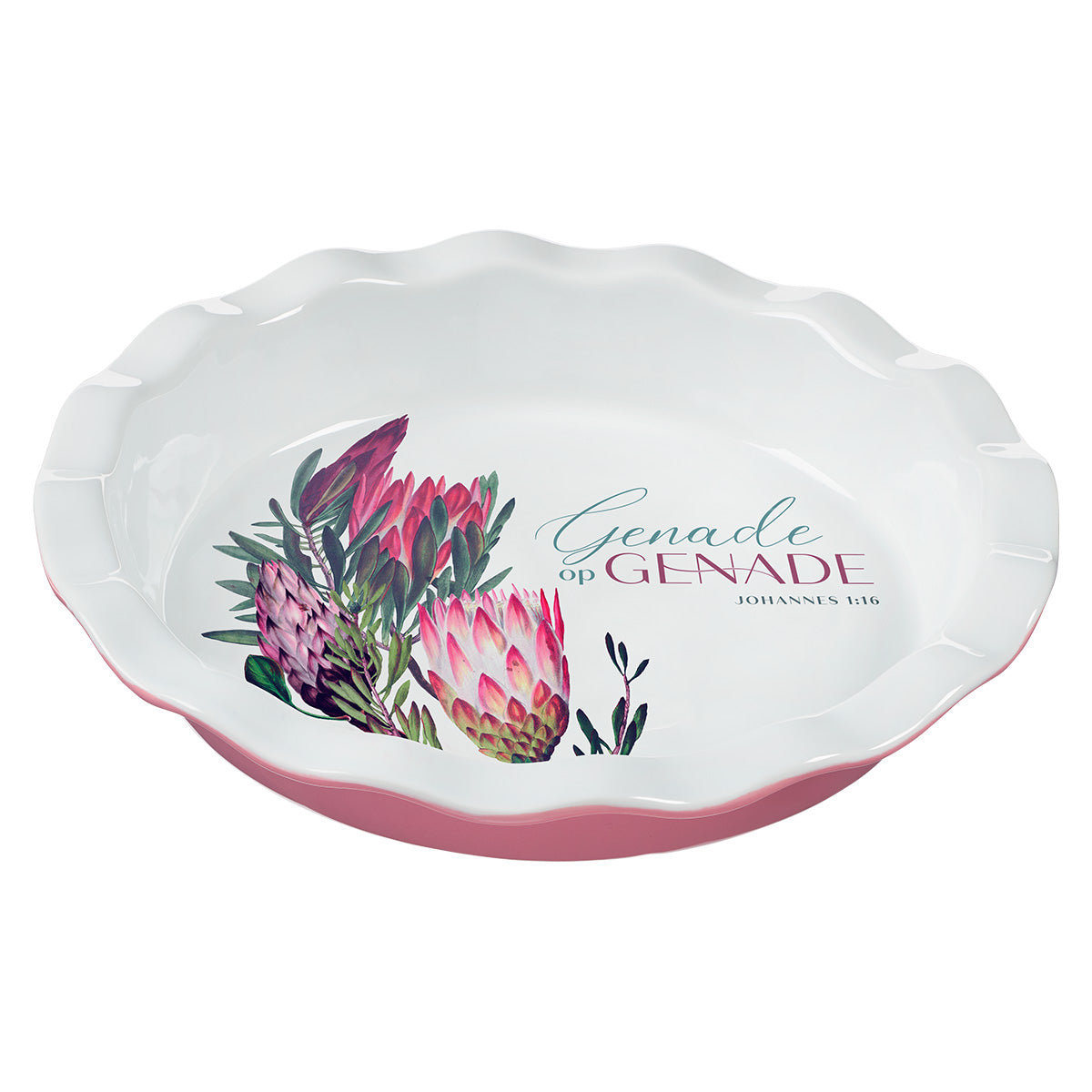 Genade Op Genade Afrikaans Ceramic Pie Plate - John 1:16