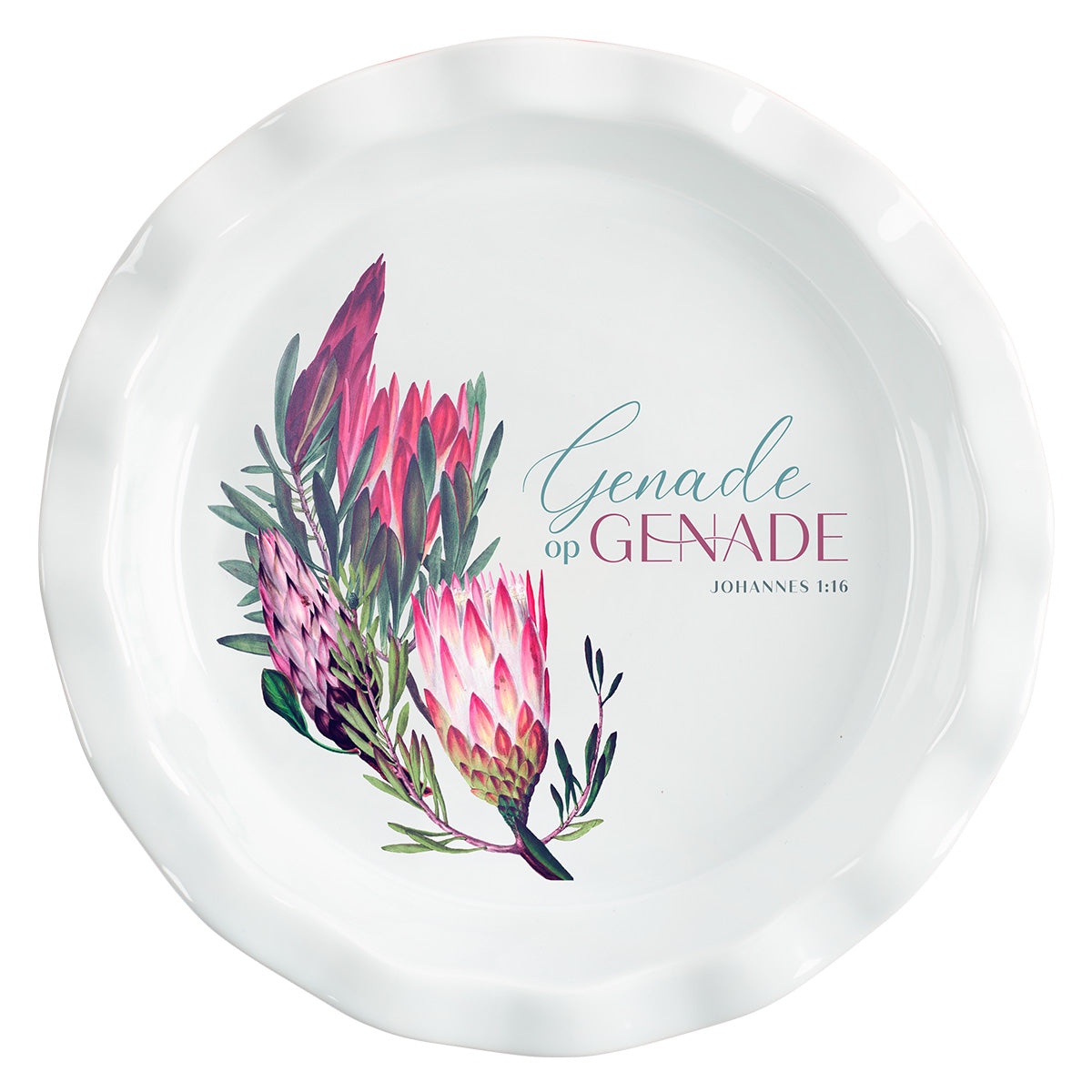 Genade Op Genade Afrikaans Ceramic Pie Plate - John 1:16