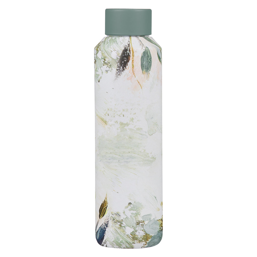 Brave, Beautiful, Blessed White & Green Stainless Steel Water Bottle