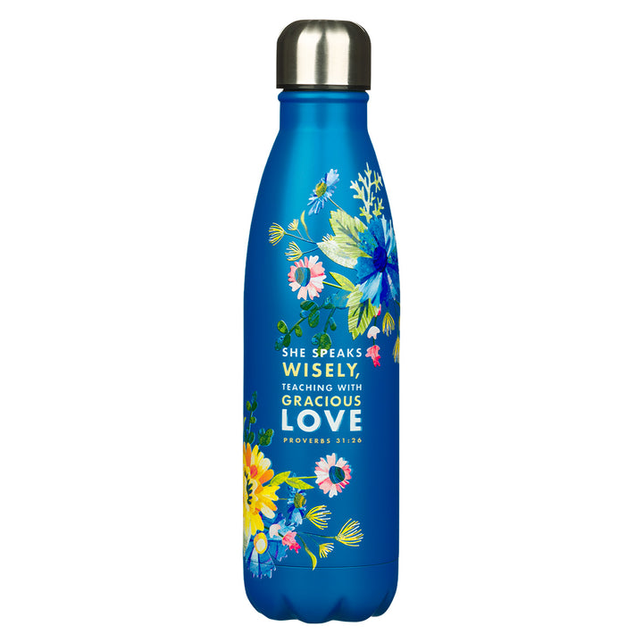 She Speaks Wisely, Teaching With Gracious Love Stainless Steel Water Bottle - Prov 31:26