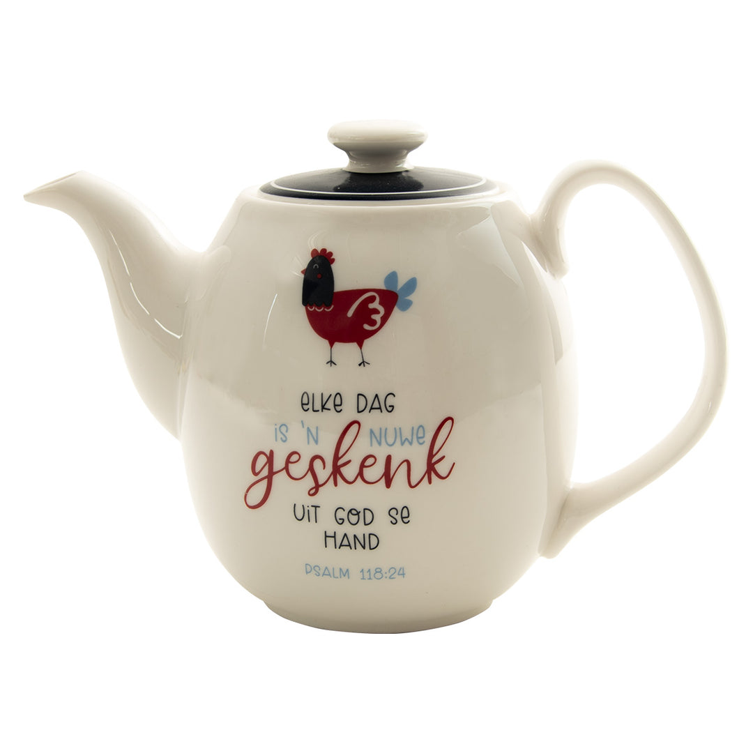 Elke Dag Is 'n Nuwe Geskenk Afrikaans Ceramic Tea Pot - Psalms 118:24
